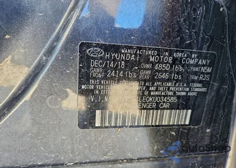 2019 Genesis G70 Prestige from USA, damaged, VIN KMTG34LE0KU034585